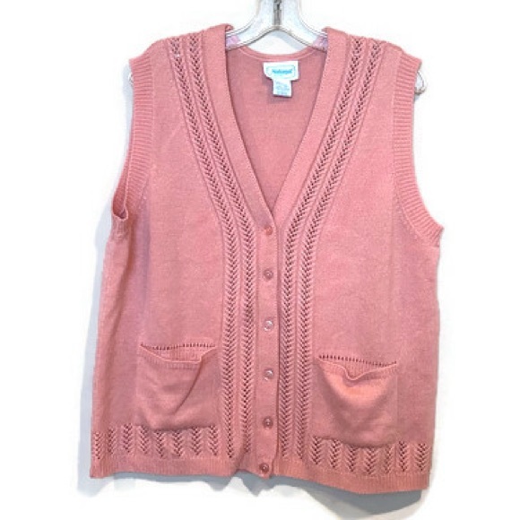 Jackets & Blazers - National Pink Button Up Sweater Vest Size 1X
